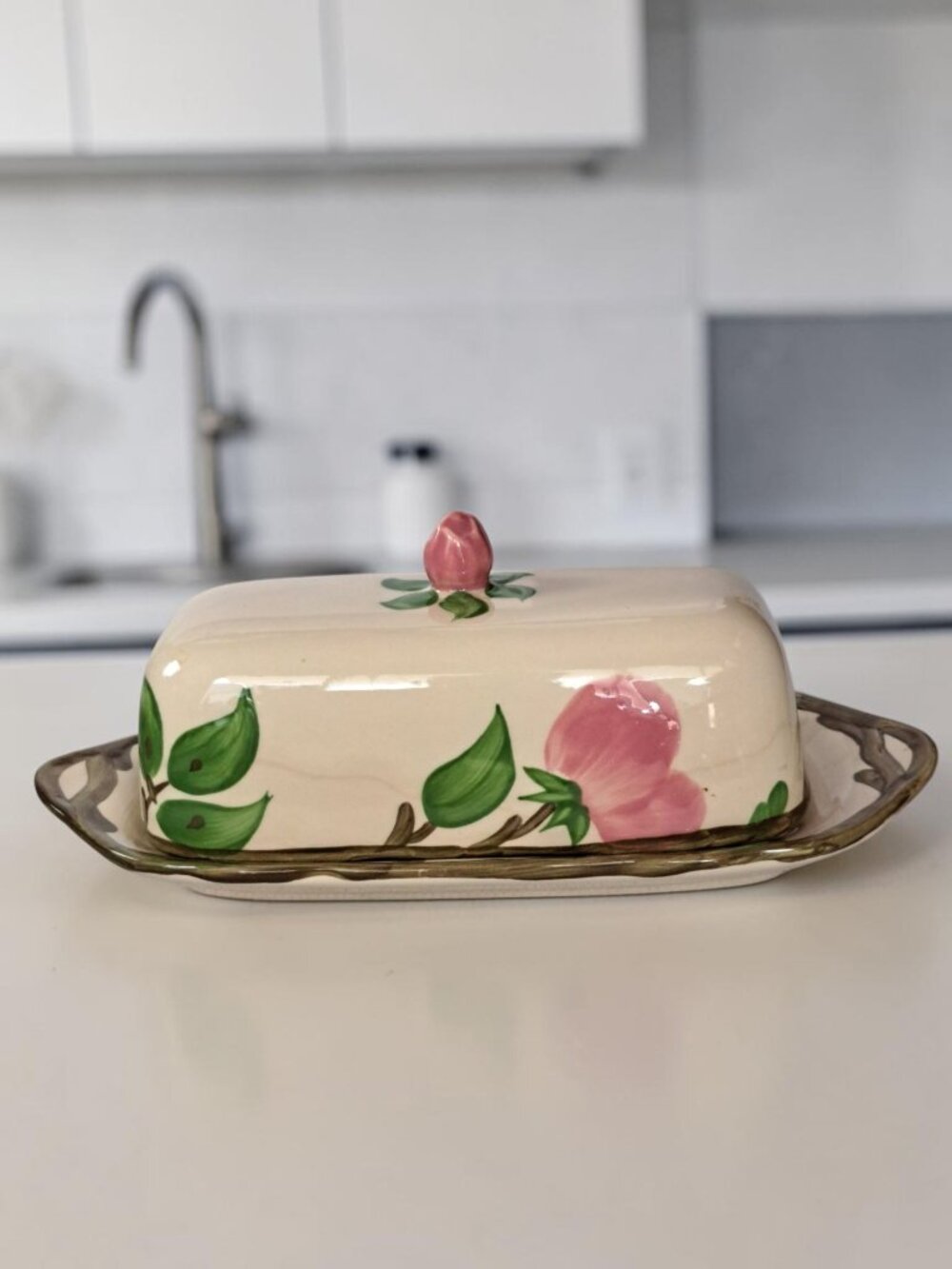 Franciscan Desert Rose Floral Covered Butter Dish Lid Earthenware